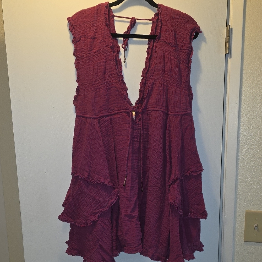Free People Plum Layered Mini Dress